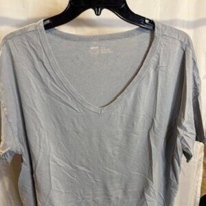 Aerie Soft V-Neck Relaxed T-Shirt – Pale Blue/Grey – Size M